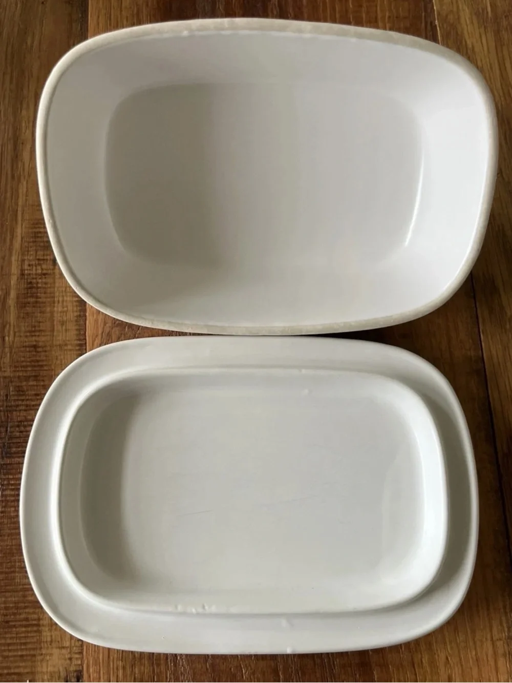 The Old Pottery Company Covered Butter Dish with Lid White farmhouse style